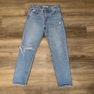 Levis Premium Wedgie Jeans Womens 26 Distressed Raw Hem Straight